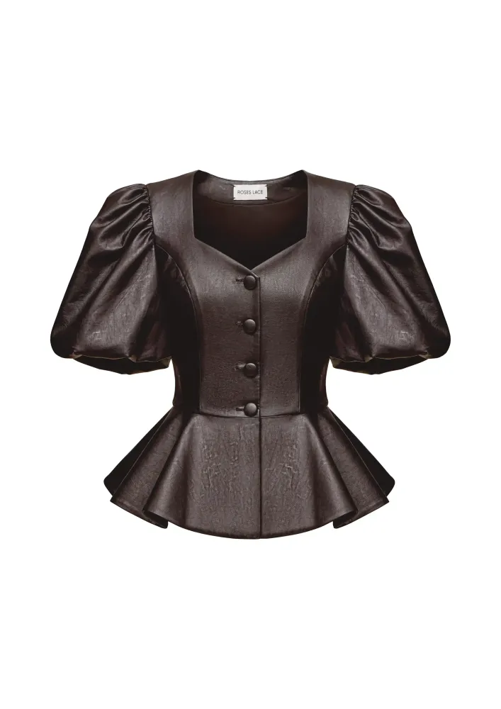 Джуди-Эви (Judy-Evie), комплект жакет и брюки-шаровары из шоколадной экокожи