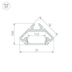 Профиль PDS45-LITE-2000 ANOD (Arlight, Алюминий) 023862