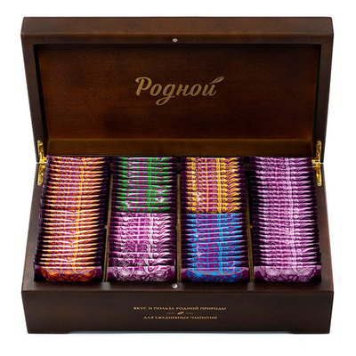 Чайный напиток «Родной» в деревянной шкатулке. 100 пакетиков