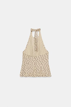 ZARA ТОП В ГОРОШЕК ИЗО ЛЬНА, РАЗНОЦВЕТНЫЙ