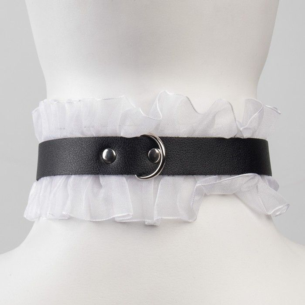 БДСМ-набор «Оки-Чпоки» с кружевом (Цвет: черный с белым)