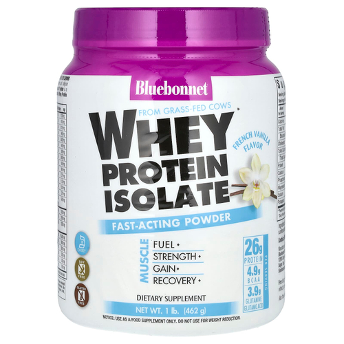 Bluebonnet Nutrition, Изолят сывороточного протеина, французская ваниль, 1 фунт (462 г)