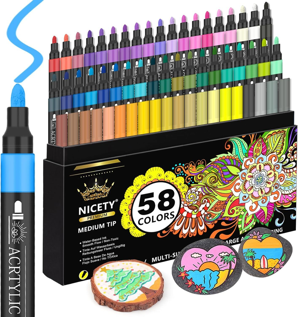 NICETY акриловые маркеры 3 мм, 58 шт