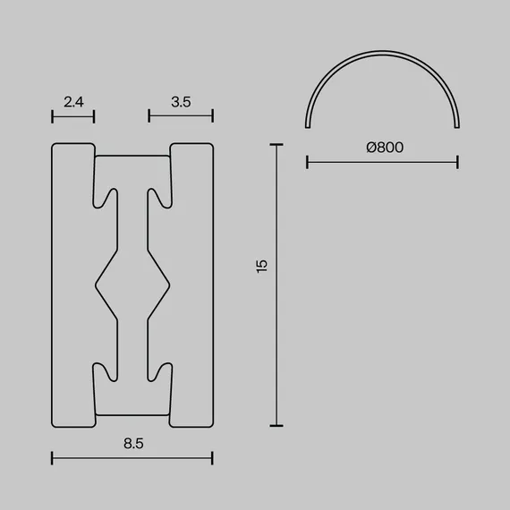 Шинопровод полукруг 800мм Flarity черный Technical trx154-sr-d800-b