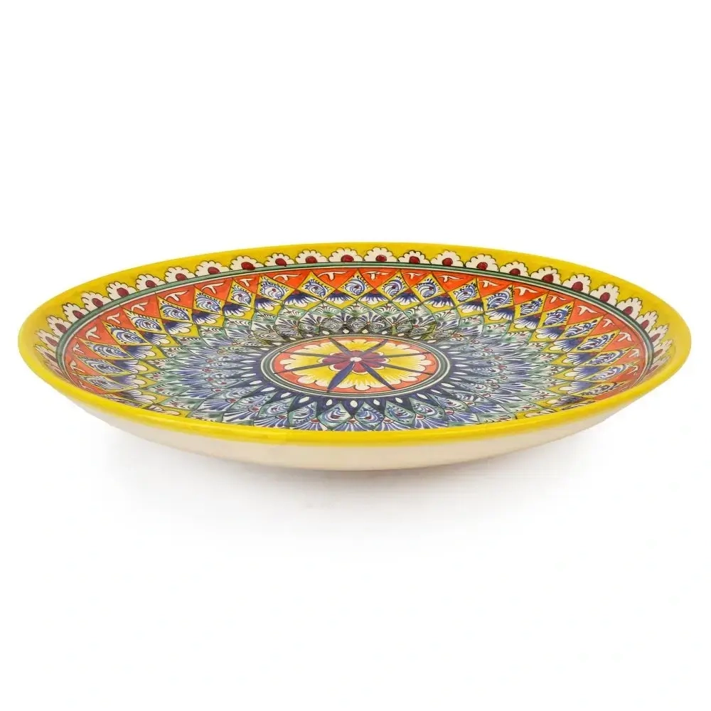 Ляган Риштанская Керамика 32 см. плоский, цвет жёлтый