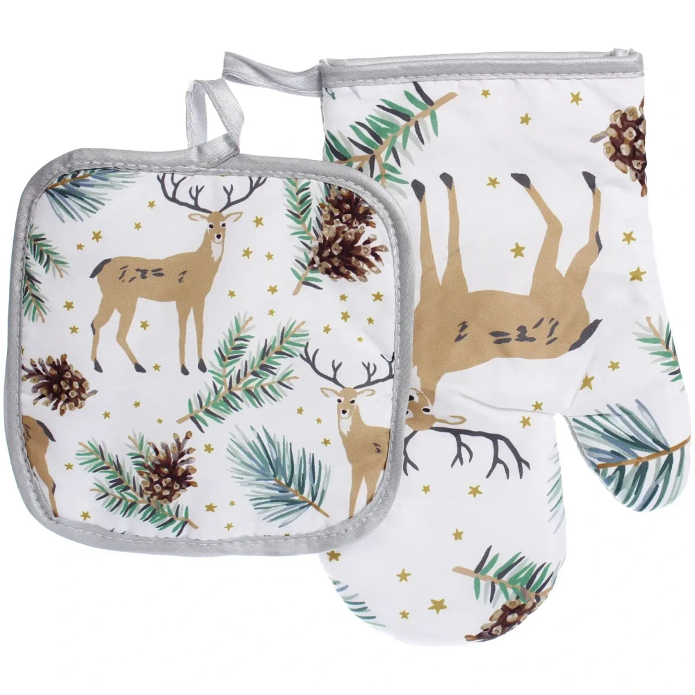 Прихватка в наборе с варежкой «Северный Олень», 17,5*17,5 см и 27*17 см