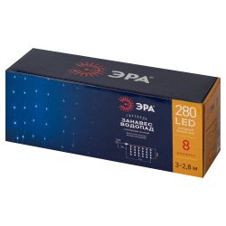 Светодиодная новогодняя гирлянда ЭРА ENIN-300WD занавес водопад холодный белый 3*2,8 м 280 LED IP20