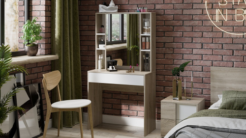 Салли Стол туалетный (Дуб сонома/Белый ясень) ТриЯ