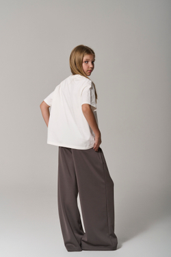 Брюки трикотажные wide leg коричневые