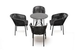 "Конте" обеденная группа на 4 персоны, круглый стол, цвет "серый гранит"