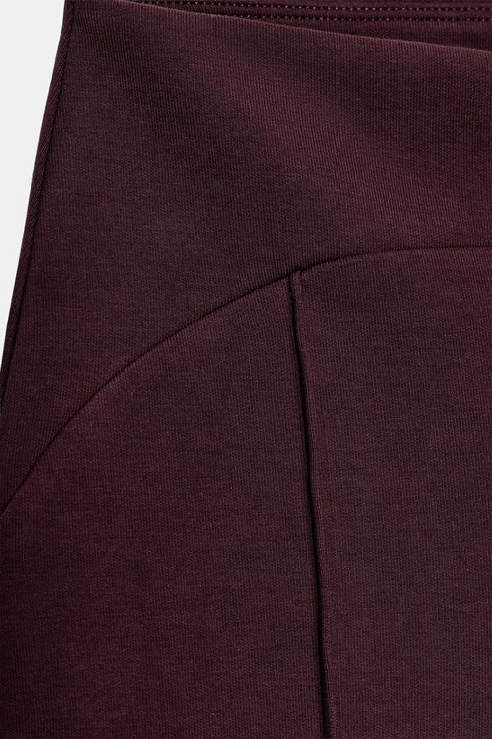 ZARA БРЮКИ FLARE ИЗ ИНТЕРЛОКА СО СТРЕЛКАМИ, ВИННЫЙ