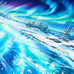 Шейный платок «Северное сияние», 70×70 см