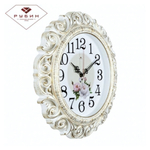 4126-003 Часы настенные круг ажурный d=40,5см, корпус белый с золотом "Нежные пионы" "Рубин"