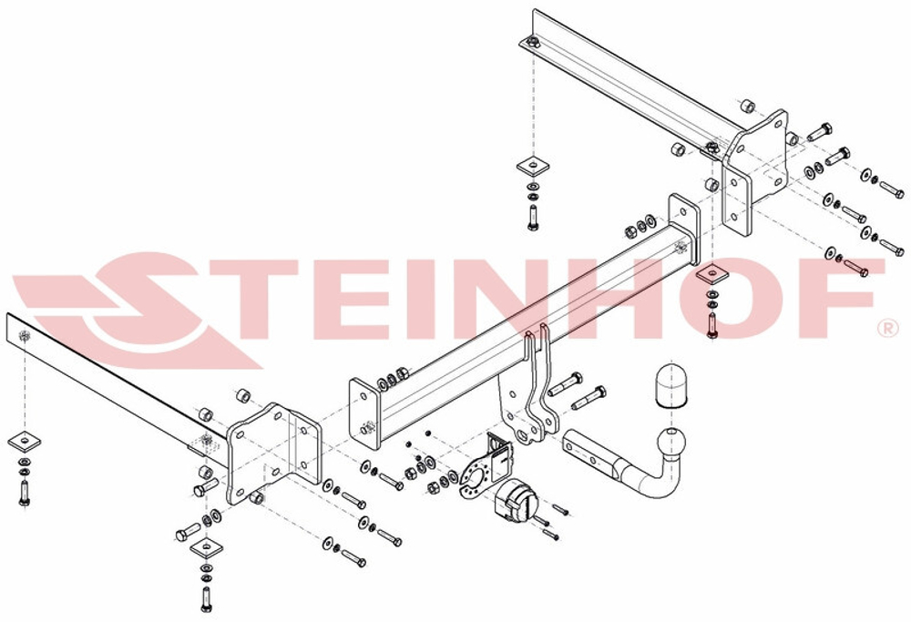 Фаркоп Steinhof A-057 для Audi A8 в т.ч. Quattro, в т.ч. S8 11/2002-02/2010(паспорт и сертификат в комплекте)(без электрики)