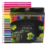 Карандаши цветные акварельные Yalong 24 цв., "Неоновые животные" деревянные, трехгранные, заточенные, кисть, грифель 3.0 мм, картон. уп., европод.