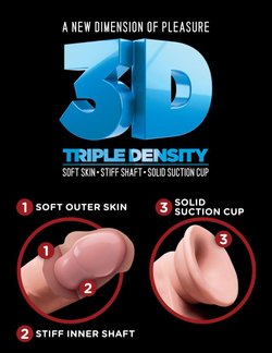 Телесный фаллоимитатор на присоске 10  Triple Density Cock with Balls - 26,7 см.