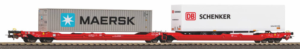 Набор из 2-х платформ T3000e DB AG с трейлером Schenker и контейнером Maersk VI