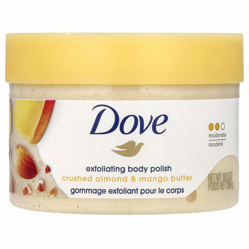Dove, отшелушивающий скраб для тела, измельченный миндаль и масло манго, 298 г (10,5 унции)