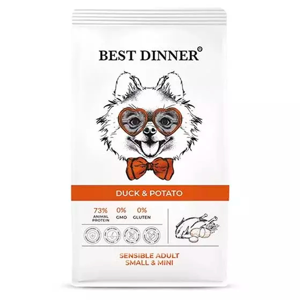 Best Dinner Adult Sensible корм для собак мини с уткой и картофелем 10 кг
