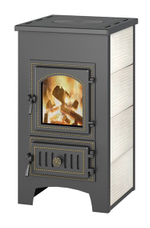 Печь-Камин ВЕЗУВИЙ ПК-01 (270) с плитой беж. 9 кВт (150 м3) Ø 115 мм