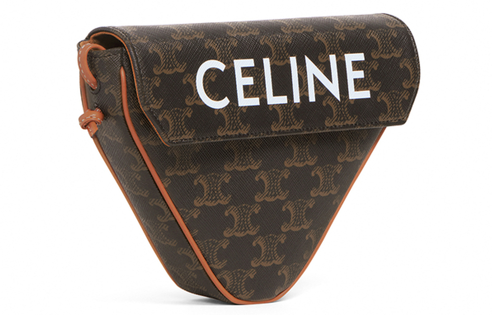 CELINE Cow Leather Triangle Bag, Shoulder Bag, Crossbody Bag Small Women"s Tawny