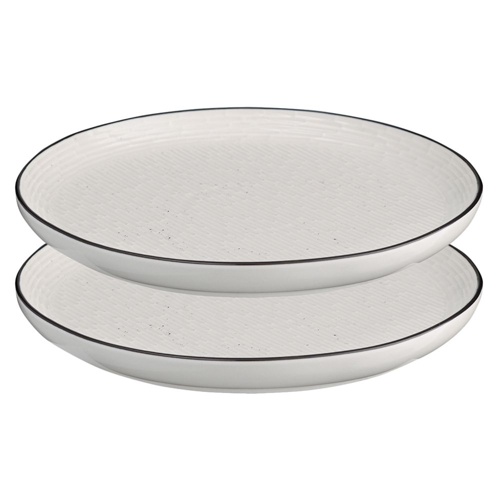 Набор из 2-х фарфоровых тарелок LJ_RI_PL21, 21 см, белый