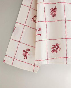 ZARA HOME ПИЖАМНАЯ РУБАШКА С ВЫШИВКОЙ, ЖЕЛТОВАТО-БЕЛЫЙ