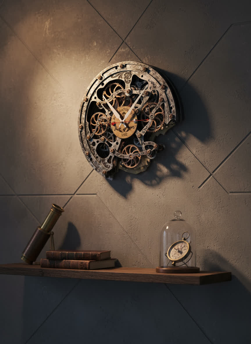 Настенные часы Automaton Bite 1682 «Старый металл» — кинетический арт-объект ручной работы