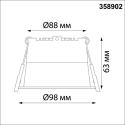 358902 SPOT NT22 472 черный Светильник встраиваемый светодиодный IP20 LED 4000К 12W 220V TRAN