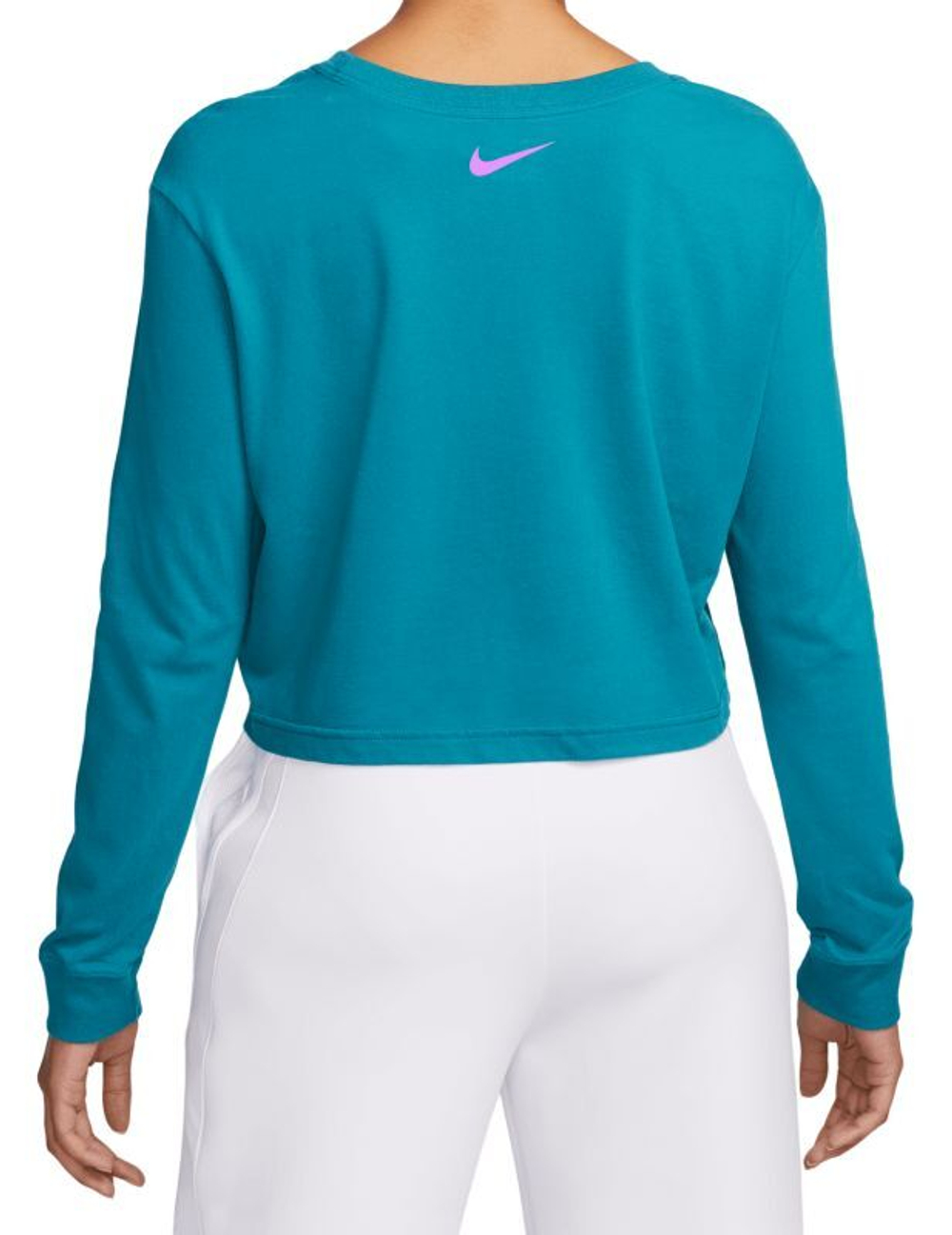 Женская футболка теннисная (dł. Рукава) Nike Court Dri-Fit Slam Long Sleeve Cropped Tennis T-Shirt - green abyss