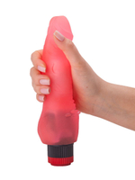 Розовый гелевый вибратор с шипами у основания - 17,8 см. (Цвет: розовый)