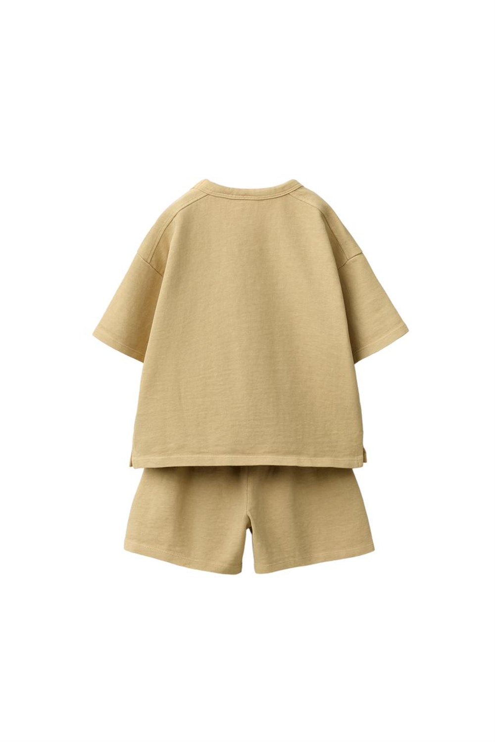 ZARA КОМПЛЕКТ ИЗ ФУТБОЛКИ И БЕРМУД, ГОРЧИЧНЫЙ