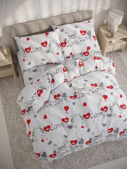 Простынь поплин Сказка "Lovecats" 240x215 см