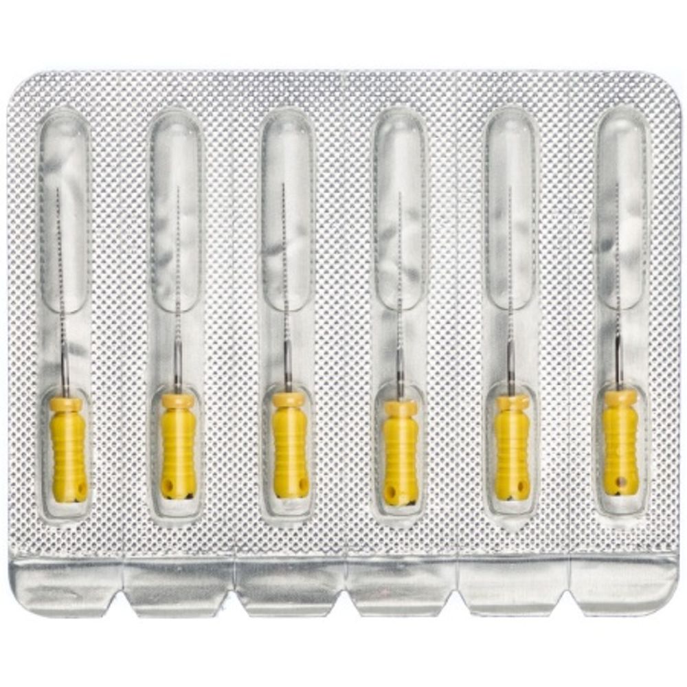 Pro-Endo K-Files №20 (25мм) (6шт.) Про-Эндо К-файлы (К-рашпили), каналорасширители ручные