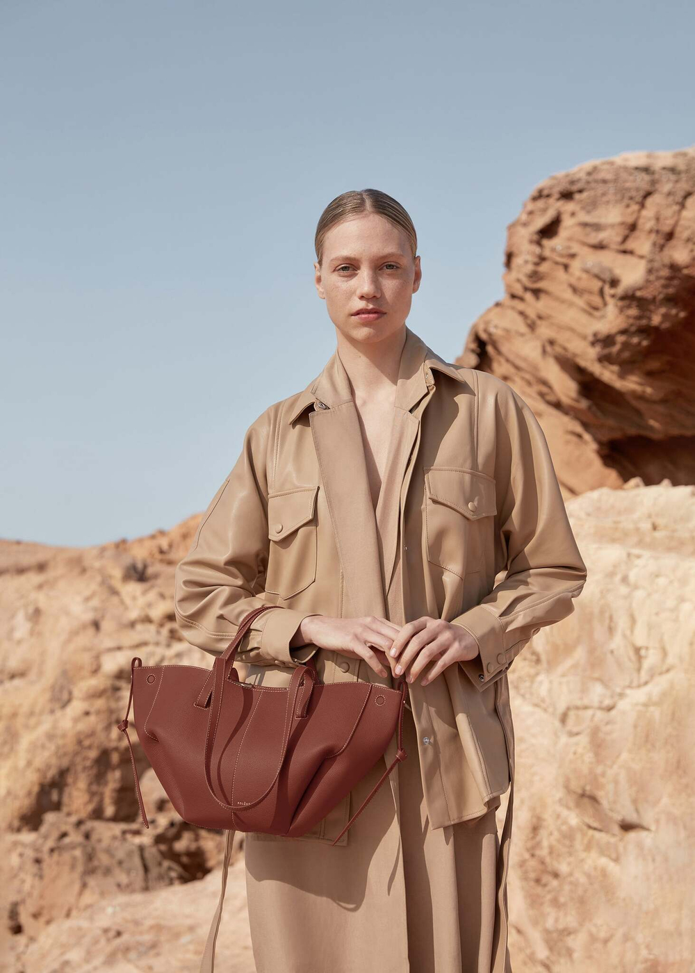 Сумка Polene Cyme Mini EDITION TEXTURED COGNAC