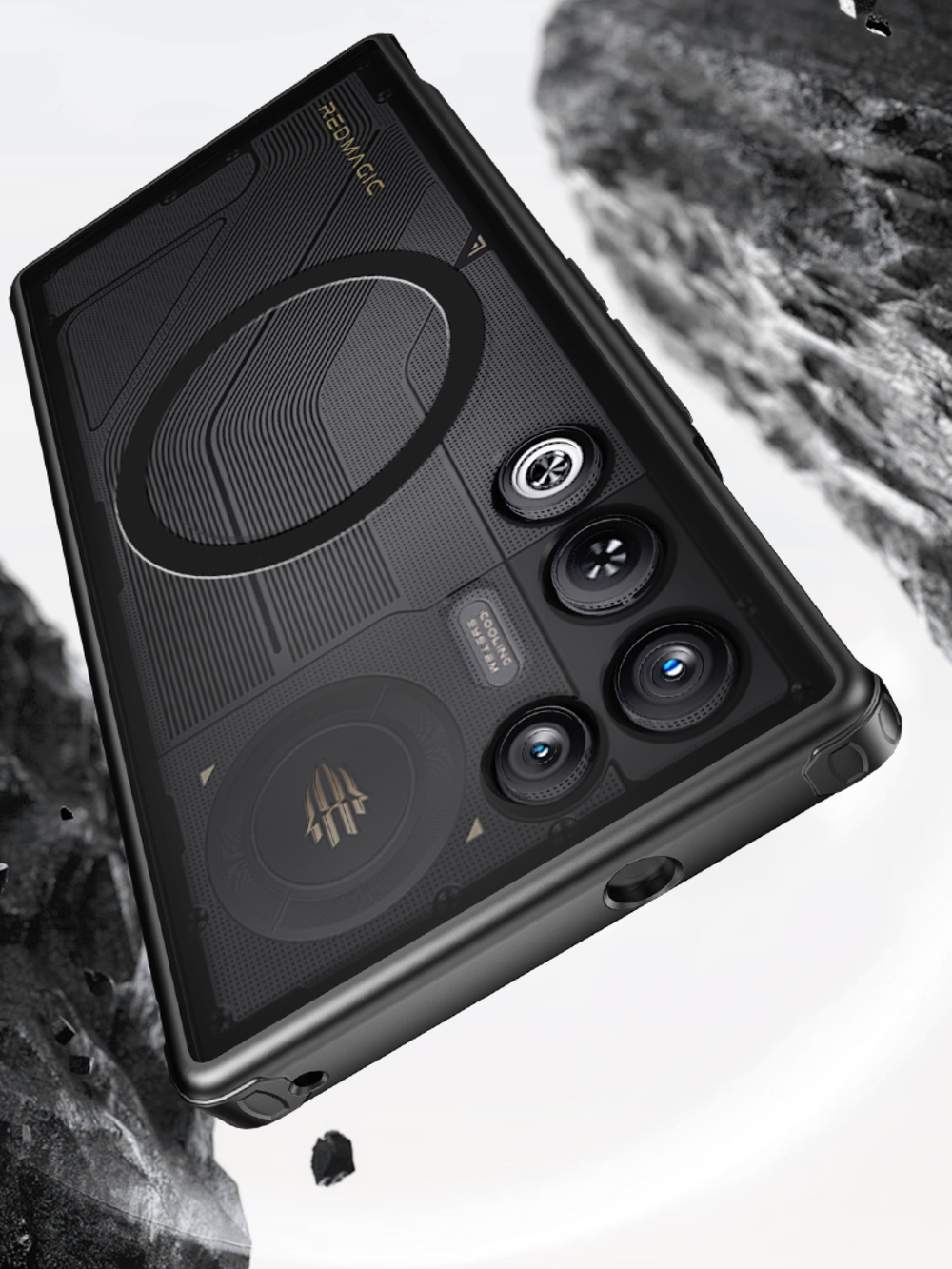 Чехол с Магсейф для Nubia Red Magic 11 Air прозрачный матовый с черным бортом WLONS