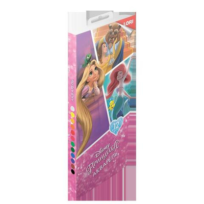 Акварель "Disney.Принцессы" 12 цветов, без кисти, пластик (Lori)