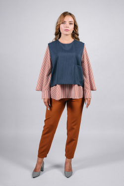 Укороченный жилет 2955ВП, Серо-голубой #87СГ062955ВП