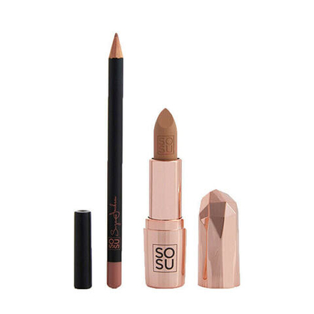 Let Them Talk Nudist Lip Kit with Lipstick and Contour Pencil (Lip Kit)