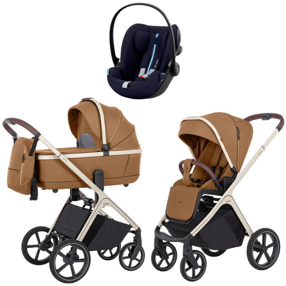 Коляска Carrello Vector CRL-6550 и автокресло Cybex Cloud G i-Size Ocean Blue Plus 3 в 1 Coral Beige