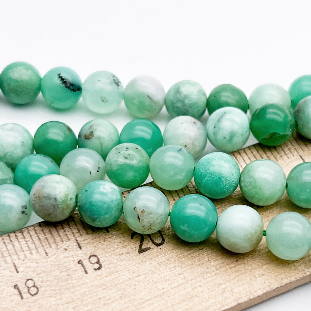 Хризопраз бусины, диаметр 7-7,3 мм, цена за 13 шт (1/4 нити)