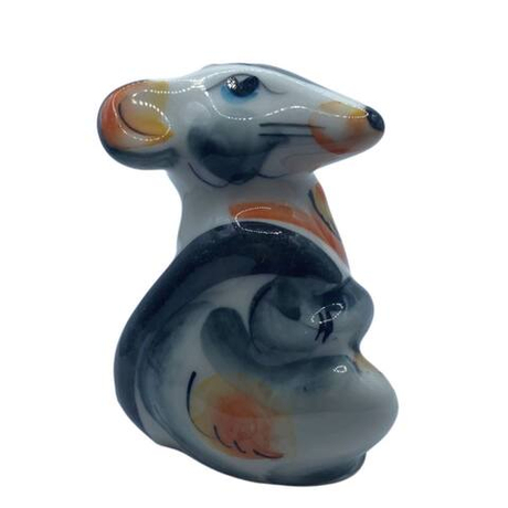 Фигурка Крыс-хвост цветная гжель