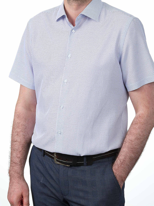 Сорочка мужская VESTER большие размеры, короткий рукав, цвет бело-голубой, хлопок/пэ