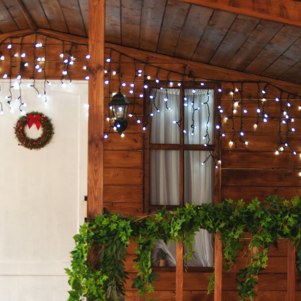 ULD-B3010-200-TBK WHITE IP67 Бахрома светодиодная с эффектом мерцания. 3м. Соединяемая. 200 светодиодов. Белый свет. Провод черный. TM Uniel.