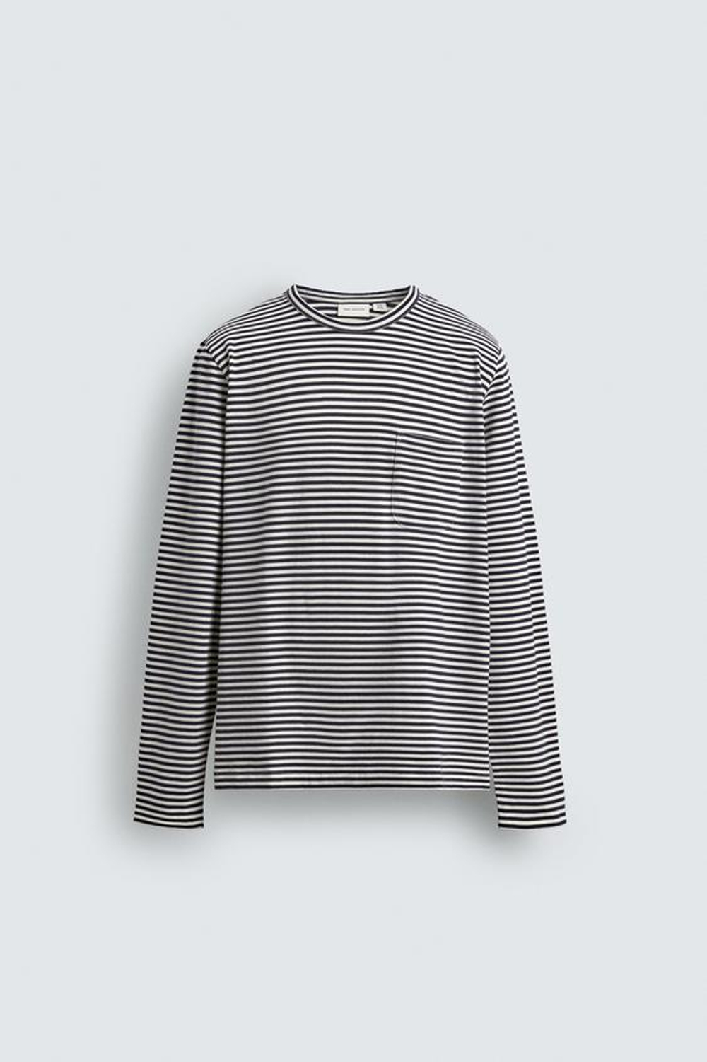 ZARA ЖАККАРДОВАЯ ФУТБОЛКА В ПОЛОСКУ, ЭКРЮ/ТЕМНО-СИНИЙ