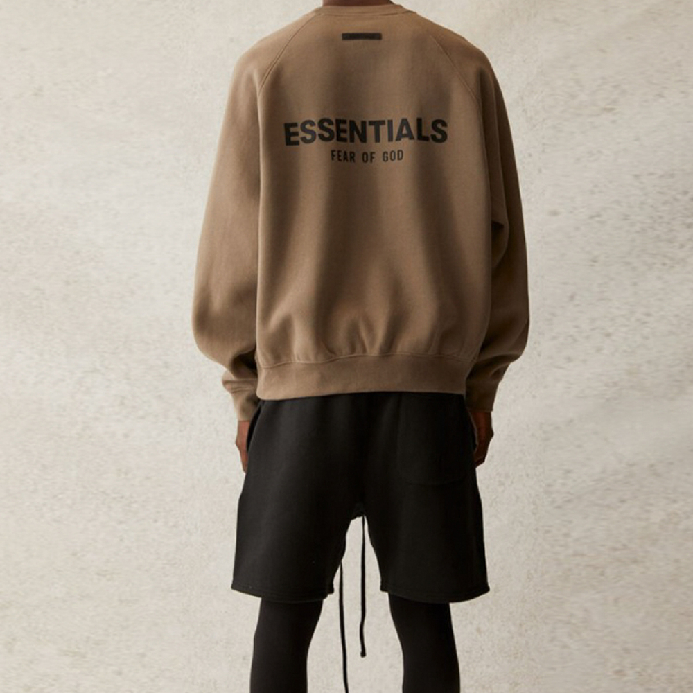 Толстовка Fear of God Essentials SS21 Pull-Over Crewneck Taupe Logo, FOG-SS21-591