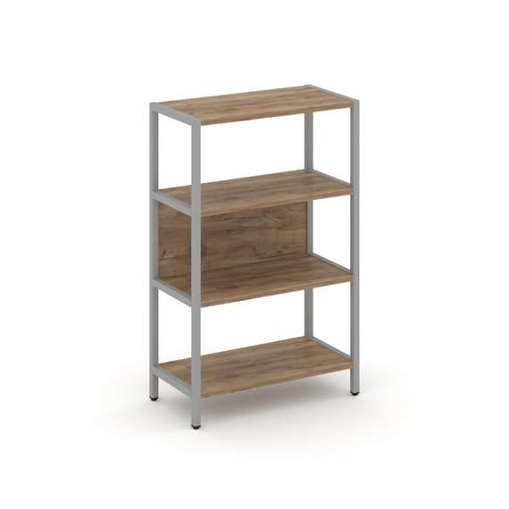 Shelf System Односекционный стеллаж трехярусный SN.STM-311 Дуб Табак/Металл Серый 810*400*1246