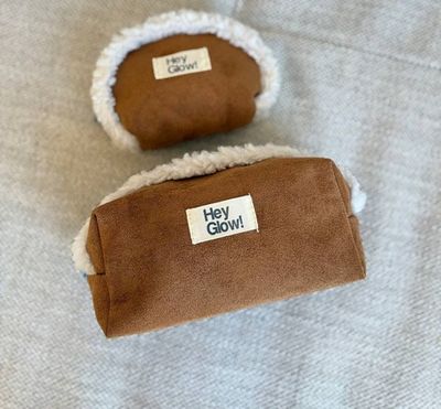 HEY GLOW Косметичка коричневый с белым мехом