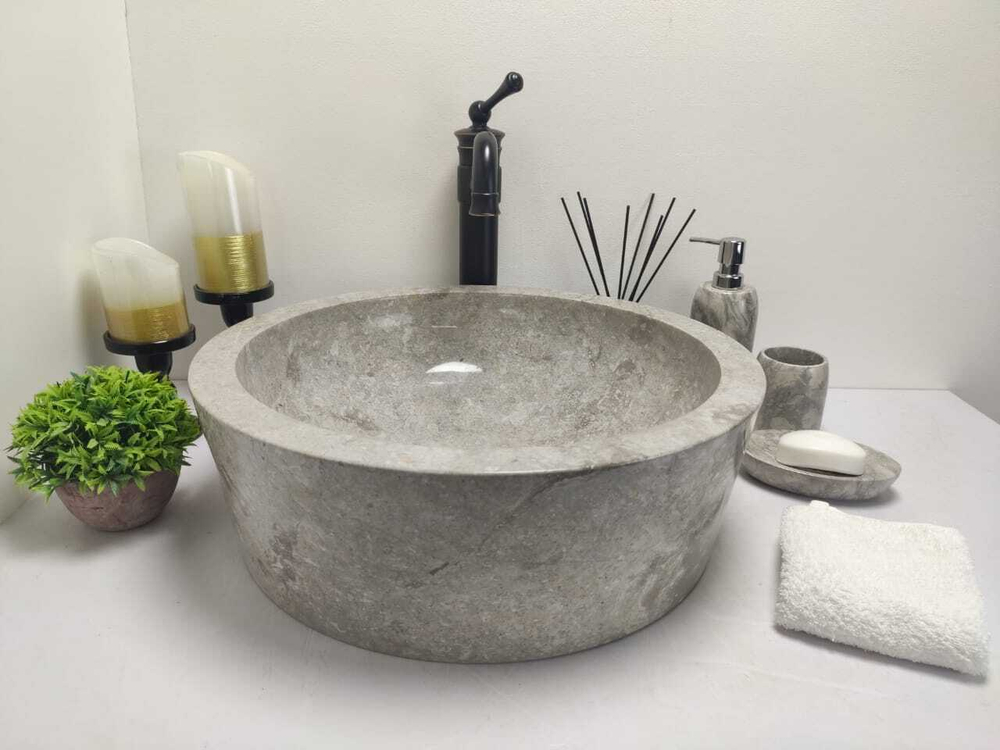 Раковина из мрамора Drum Grey Medium DM-60197 45*45*15