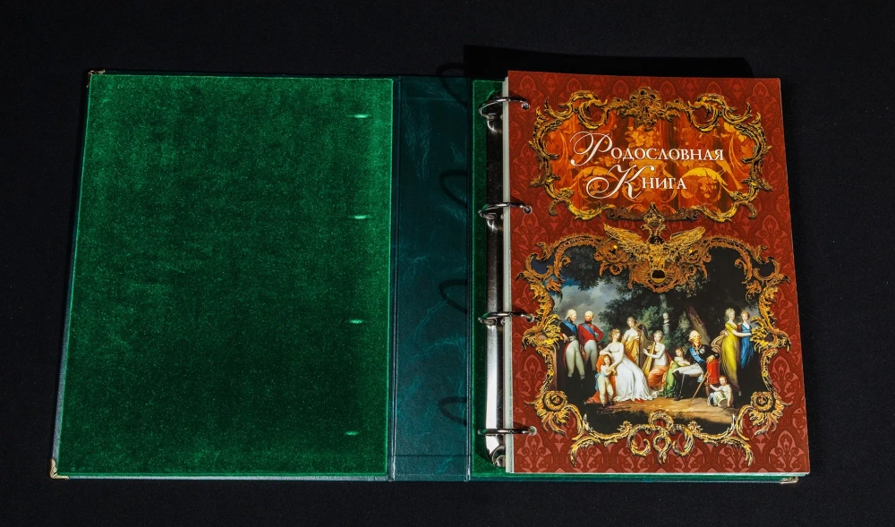 Семейный альбом родословная книга "Застолье", обложка балакрон (малахит)